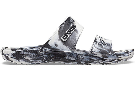 Crocs Classic Clog Marble Beach Sports Slippers Unisex White Black 207701-103 Crocs Classic Clog Marble Beach Sports Slippers Unisex White Black 207701-103