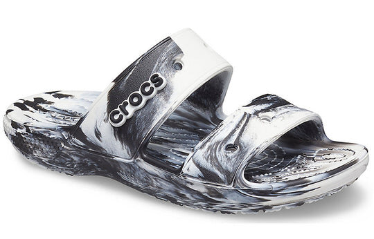 Crocs Classic Clog Marble Beach Sports Slippers Unisex White Black 207701-103 Crocs Classic Clog Marble Beach Sports Slippers Unisex White Black 207701-103