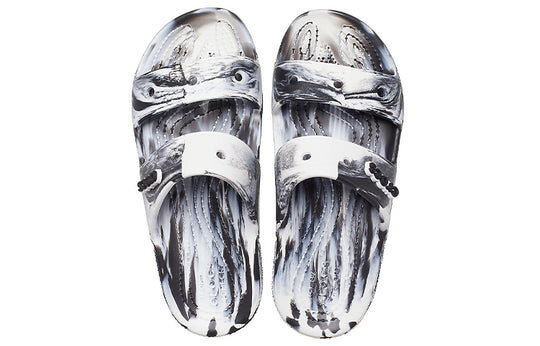 Crocs Classic Clog Marble Beach Sports Slippers Unisex White Black 207701-103 Crocs Classic Clog Marble Beach Sports Slippers Unisex White Black 207701-103
