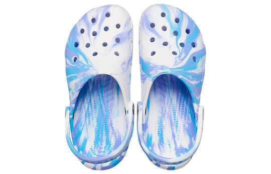 Crocs Classic Clog Marble Beach Sports Unisex White Blue Sandals “White Blue” 206867-1FK Crocs Classic Clog Marble Beach Sports Unisex White Blue Sandals “White Blue” 206867-1FK
