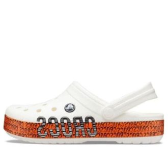 Crocs Crocband Logo Motion Clog Unisex White Orange Sandals “White Orange” 206381-127