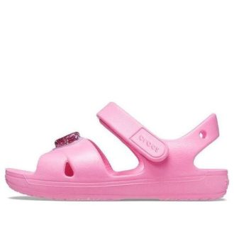 Crocs (GS) Classic Cross-Strap Charm Sandals “Pink” 206947-669