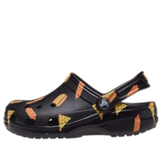 Crocs (GS) Classic Food Print Clogs “Black Yellow” 207150-001