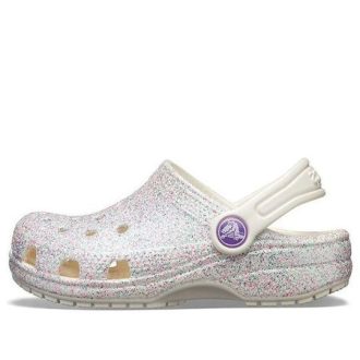 Crocs (GS) Classic Glitter Clogs “Silver White” 205441-159