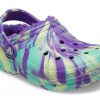 Crocs (GS) Classic Lined Marbled Clogs “Neon Purple Multi” 207238-573