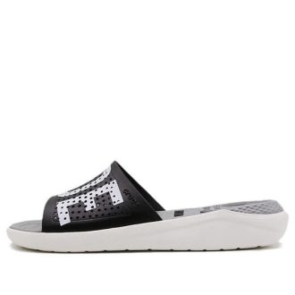 Crocs LiteRide LOGO Unisex Black Slippers “Black White” 205562-066