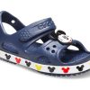 Crocs (PS) Funny Mickey Velcro Outdoor Open Toe Flat Heel Sports Deep Blue Sandals 206171-410