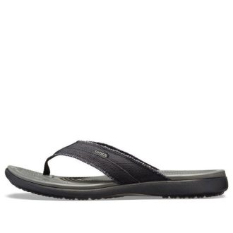 Crocs Santa Cruz Canvas Flip Flops “Black Slate Gray” 205612-0DD