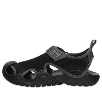 Crocs Swiftwater Sandals “Black Light Grey” 203967-02S