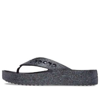 Crocs (WMNS) Baya Platform Glitter Flip Sandals “Black” 208463