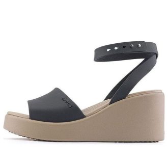 Crocs (WMNS) Brooklyn Ankle Strap Wedge Sandals “Black Beige” 209406-07H