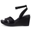 Crocs (WMNS) Leigh II Cross Strap Ankle Wedge Sandals “Black” 204950-060
