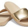 Crocs (WMNS) Sloane Shine Low Slide Minimalistic Casual Flat Brown Gold Color Slippers “Brown Gold” 206921-212